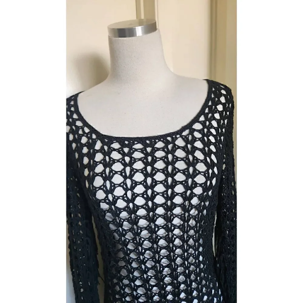 LA Class Black Crochet Dress/Beach Coverup, NWT
